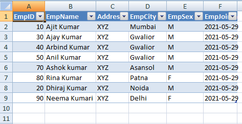 Bind Gridview and Export Gridview Data To Excel Using ASP.Net C#